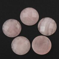 quartz rose cabochon, Plat rond, dos plat & facettes Vendu par PC