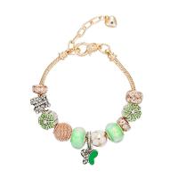 Zinc Alloy European Bracelet, with Rhinestone Clay Pave & Lampwork, with 2inch extender chain, Butterfly, gold color plated, snake chain & for woman & enamel & with rhinestone Approx 7 Inch 