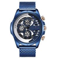 Men Wrist Watch, 304 Stainless Steel, with zinc alloy dial, plated, for man & waterproof & luminated, blue Approx 7.4-9.4 Inch 