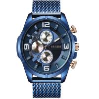 Men Wrist Watch, 304 Stainless Steel, with zinc alloy dial & Glass, plated, for man & waterproof & luminated, blue Approx 7.4-9.4 Inch 