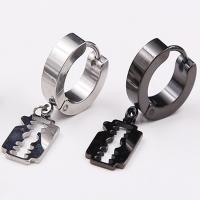 Acier titane Boucles d'oreilles pendantes Hoop Huggie, Razor Blade, Placage, unisexe, plus de couleurs à choisir, 1mm, Vendu par PC