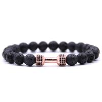 Gemstone Bracelet, with Brass, Barbell, rose gold color plated, natural & Unisex & micro pave cubic zirconia, 8mm Approx 7.5 Inch 