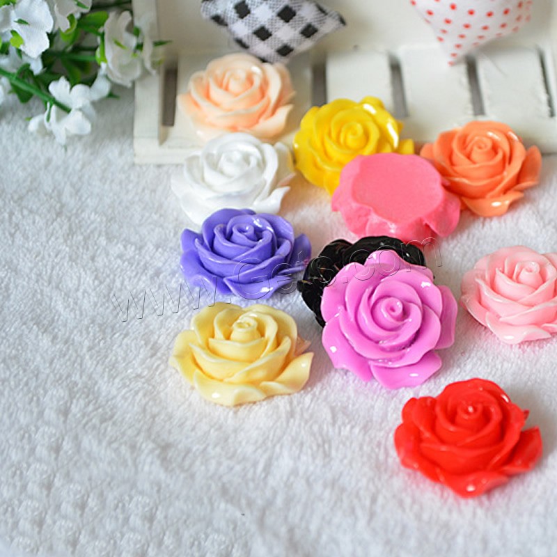 Resin Flower Cabochon, Rose, different size for choice, more colors for choice, 100PCs/Bag, Sold By Bag