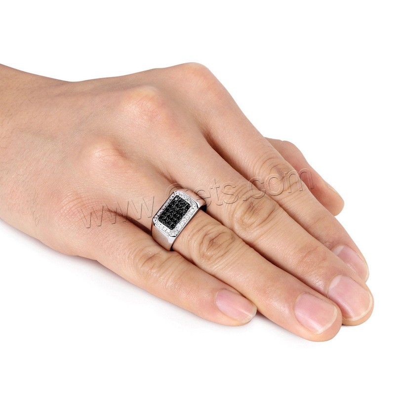 Zirkonia Messing Finger Ring, silberfarben plattiert, verschiedene Größen vorhanden & für Frau & Emaille & mit kubischem Zirkonia, 25mm, verkauft von PC