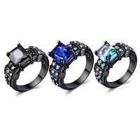 metal anillo, con Vidrio, pistola de color negro chapado, diverso tamaño para la opción & para mujer & facetas & con diamantes de imitación, más colores para la opción, 11mm, Vendido por UD