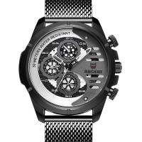 Bracelets de montre pour hommes, Acier inoxydable 304, avec cadran en alliage de zinc & verre, Placage, imperméable & lumineux, plus de couleurs à choisir Environ 7.4-9.4 pouce, Vendu par PC