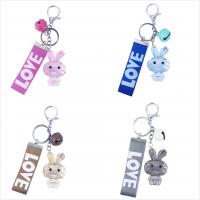 Acrylic Key Chain, with Cloth & Zinc Alloy, silver color plated, with letter pattern 