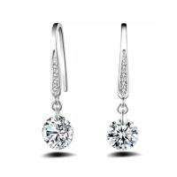 Cubic Zircon Brass Earring, with Cubic Zirconia, platinum plated, micro pave cubic zirconia & for woman 17mm 