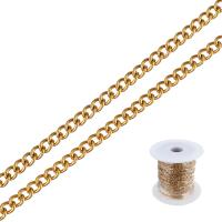Stainless Steel Oval Chain, with plastic spool, gold color plated & twist oval chain 