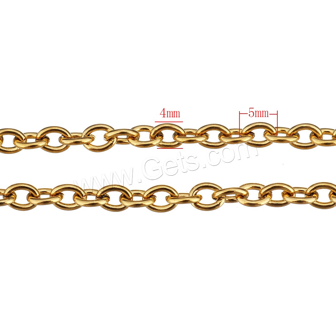 Stainless Steel Oval Chain, with plastic spool, gold color plated, different size for choice, 25m/Spool, Sold By Spool