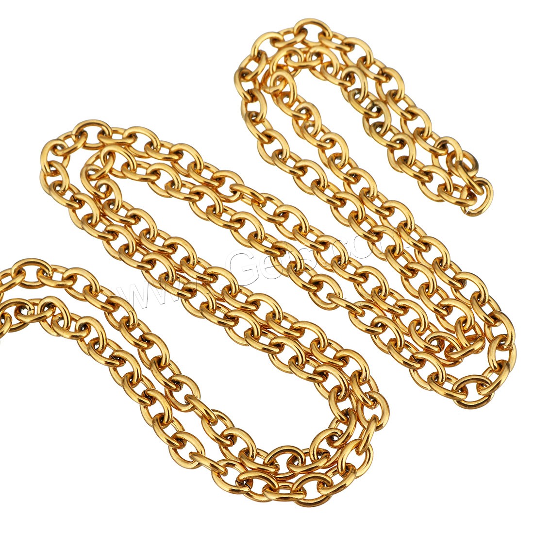 Stainless Steel Oval Chain, with plastic spool, gold color plated, different size for choice, 25m/Spool, Sold By Spool