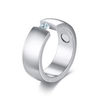 Men Stainless Steel Ring in Bulk, with 1 pcs cubic zirconia & for man, original color, 8mm, 3mm 