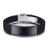 Stainless Steel Bracelet, with Silicone, black ionic, for man, 46mm, 16mm Approx 9 Inch 