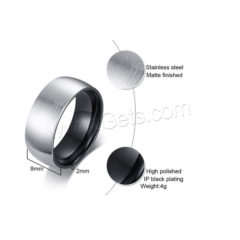Нержавеющая сталь Человек палец кольцо, нержавеющая сталь, Другое покрытие, разный размер для выбора & Матовый металлический эффект & Мужский, 8mm, 2mm, продается PC