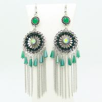 Glass Zinc Alloy Earring, with Glass, for woman & faceted & with rhinestone & blacken 
