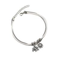 Zinc Alloy Anklet, silver color plated, Unisex & adjustable &  & blacken, 15mm Approx 9 Inch 