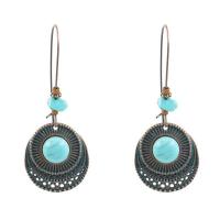 Turquoise Zinc Alloy Earring, with turquoise, plated copper green, for woman 
