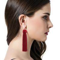 Zinc Alloy Tassel Earring, with Nylon, gold color plated, for woman 