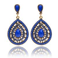 Glass Zinc Alloy Earring, with Glass, gold color plated, for woman & faceted & with rhinestone 
