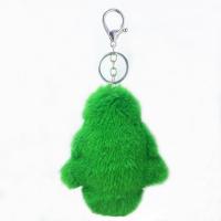 Plush Key Chain, with Zinc Alloy, silver color plated, green 190mm 