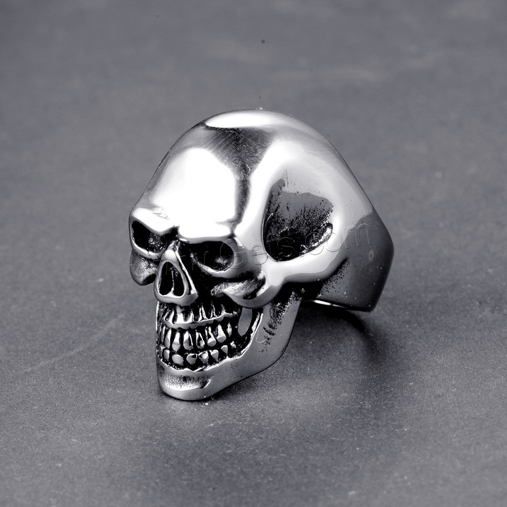 Stainless Steel Finger Ring, Skull, plated, different size for choice & for man & blacken, more colors for choice, 35mm, Sold By PC