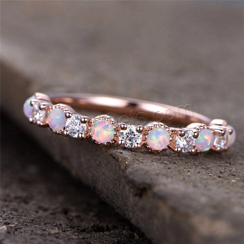 Brass Finger Ring, with Opal, plated, different size for choice & for woman & with rhinestone, more colors for choice, Sold By PC