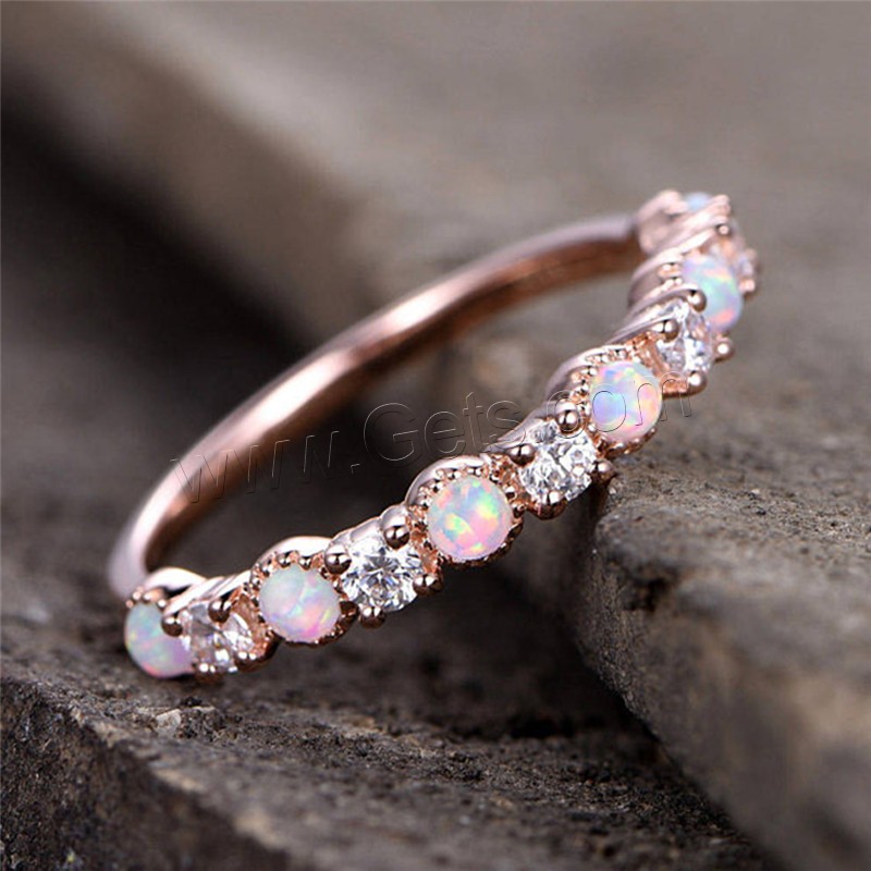 Brass Finger Ring, with Opal, plated, different size for choice & for woman & with rhinestone, more colors for choice, Sold By PC