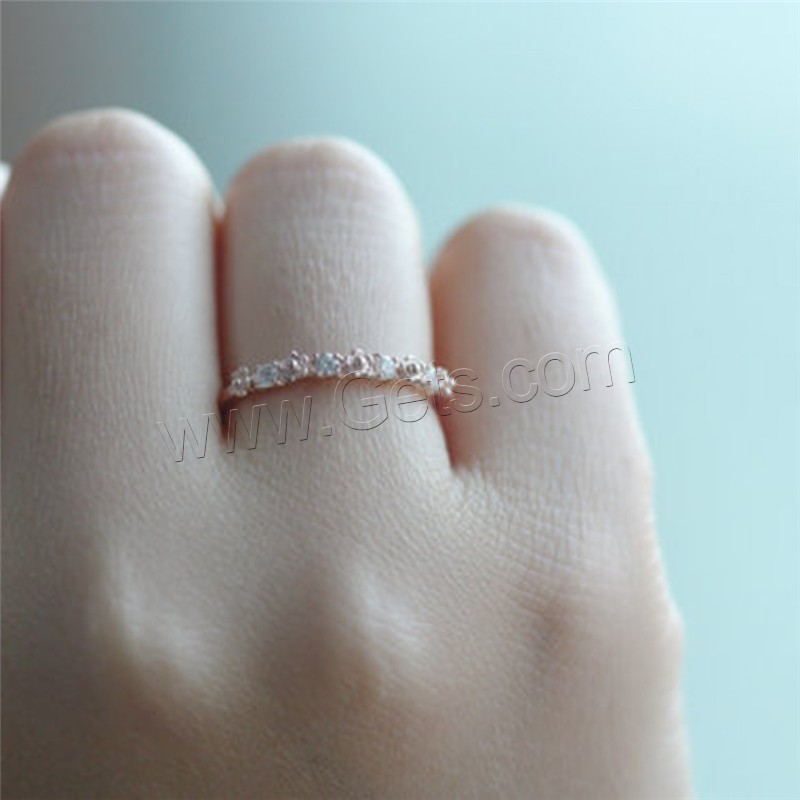 Brass Finger Ring, rose gold color plated, different size for choice & micro pave cubic zirconia & for woman, Sold By PC
