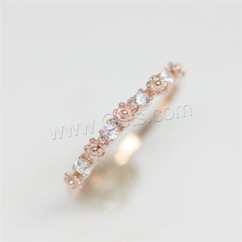Brass Finger Ring, rose gold color plated, different size for choice & micro pave cubic zirconia & for woman, Sold By PC