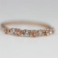 Brass Finger Ring, rose gold color plated & micro pave cubic zirconia & for woman 