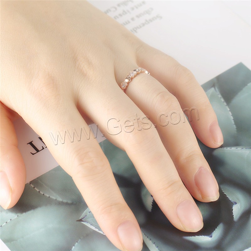 Zircon pavent l'anneau en laiton de doigt, Placage, normes différentes pour le choix & pavé de micro zircon & pour femme, plus de couleurs à choisir, 0.3mm, Vendu par PC
