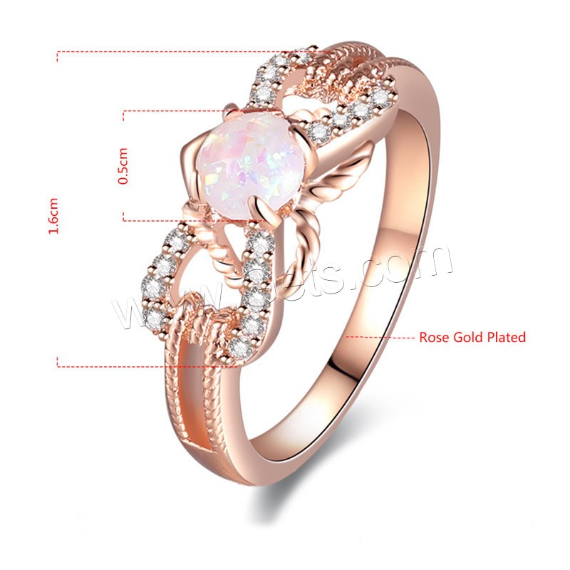 Brass Finger Ring, with Opal, plated, different size for choice & for woman & with cubic zirconia, more colors for choice, 5mm, 16mm, Sold By PC