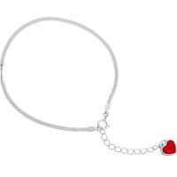 Sterling Silver Bracelets, 925 Sterling Silver, with 1.37lnch extender chain, Heart, platinum plated, snake chain & for woman & enamel Approx 5.7 Inch 