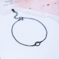 Sterling Silver Bracelets, 925 Sterling Silver, with 1.37lnch extender chain, Globe, plumbum black color plated, oval chain & for woman Approx 5.9 Inch 