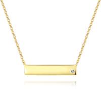 Brass Cubic Zirconia Necklace, with 50mm extender chain, Rectangle, real gold plated, oval chain & for woman & with cubic zirconia, nickel, lead & cadmium free Approx 15.7 Inch 