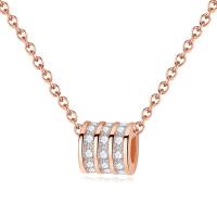 Cubic Zircon Micro Pave Brass Necklace, with 50mm extender chain, ring shape, real rose gold plated, oval chain & micro pave cubic zirconia & for woman, nickel, lead & cadmium free Approx 15.7 Inch 