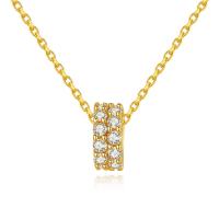 Cubic Zircon Micro Pave Brass Necklace, with 50mm extender chain, ring shape, real gold plated, oval chain & micro pave cubic zirconia & for woman, nickel, lead & cadmium free Approx 15.7 Inch 