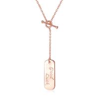 Brass Jewelry Necklace, with 50mm extender chain, real rose gold plated, oval chain & with letter pattern & for woman, nickel, lead & cadmium free Approx 15.7 Inch 