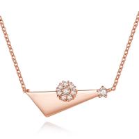 Cubic Zircon Micro Pave Brass Necklace, with 50mm extender chain, Triangle, real rose gold plated, oval chain & micro pave cubic zirconia & for woman, nickel, lead & cadmium free Approx 15.7 Inch 