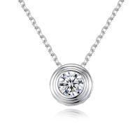 Cubic Zircon Micro Pave Brass Necklace, with 50mm extender chain, Flat Round, platinum plated, oval chain & micro pave cubic zirconia & for woman, nickel, lead & cadmium free Approx 15.7 Inch 