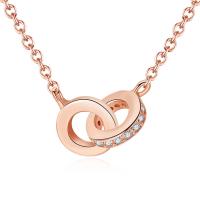 Cubic Zircon Micro Pave Brass Necklace, with 50mm extender chain, Donut, real rose gold plated, oval chain & micro pave cubic zirconia & for woman, nickel, lead & cadmium free Approx 15.7 Inch 