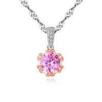 Cubic Zircon Micro Pave Brass Necklace, with 50mm extender chain, Flower, plated, Singapore chain & micro pave cubic zirconia & for woman, nickel, lead & cadmium free Approx 15.7 Inch 