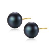 Brass Stud Earring, with Freshwater Pearl, Round, 18K gold plated, for woman nickel, lead & cadmium free 