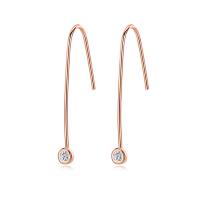 Cubic Zircon Brass Earring, Flat Round, real rose gold plated, for woman & with cubic zirconia, nickel, lead & cadmium free 