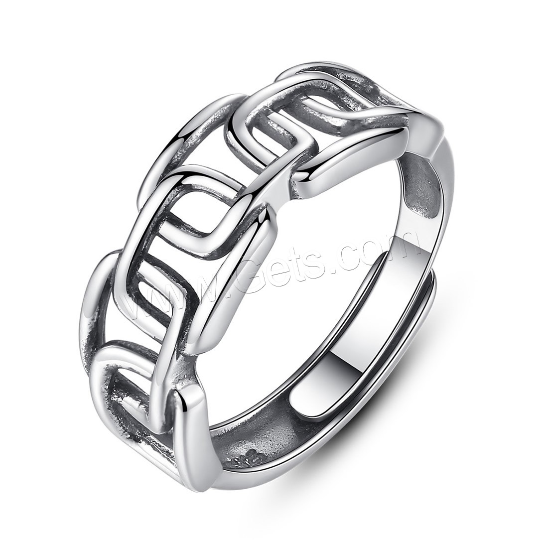 Thailand Sterling Silver Finger Ring, Unisex & adjustable & different size for choice & blacken, 7mm, Sold By PC