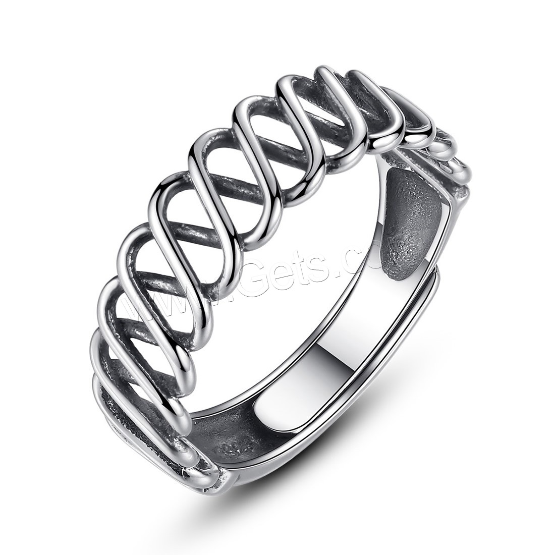 Thai Sterling Silber Finger Ring, Thailand, unisex & einstellbar & verschiedene Größen vorhanden & Schwärzen, 4mm, verkauft von PC