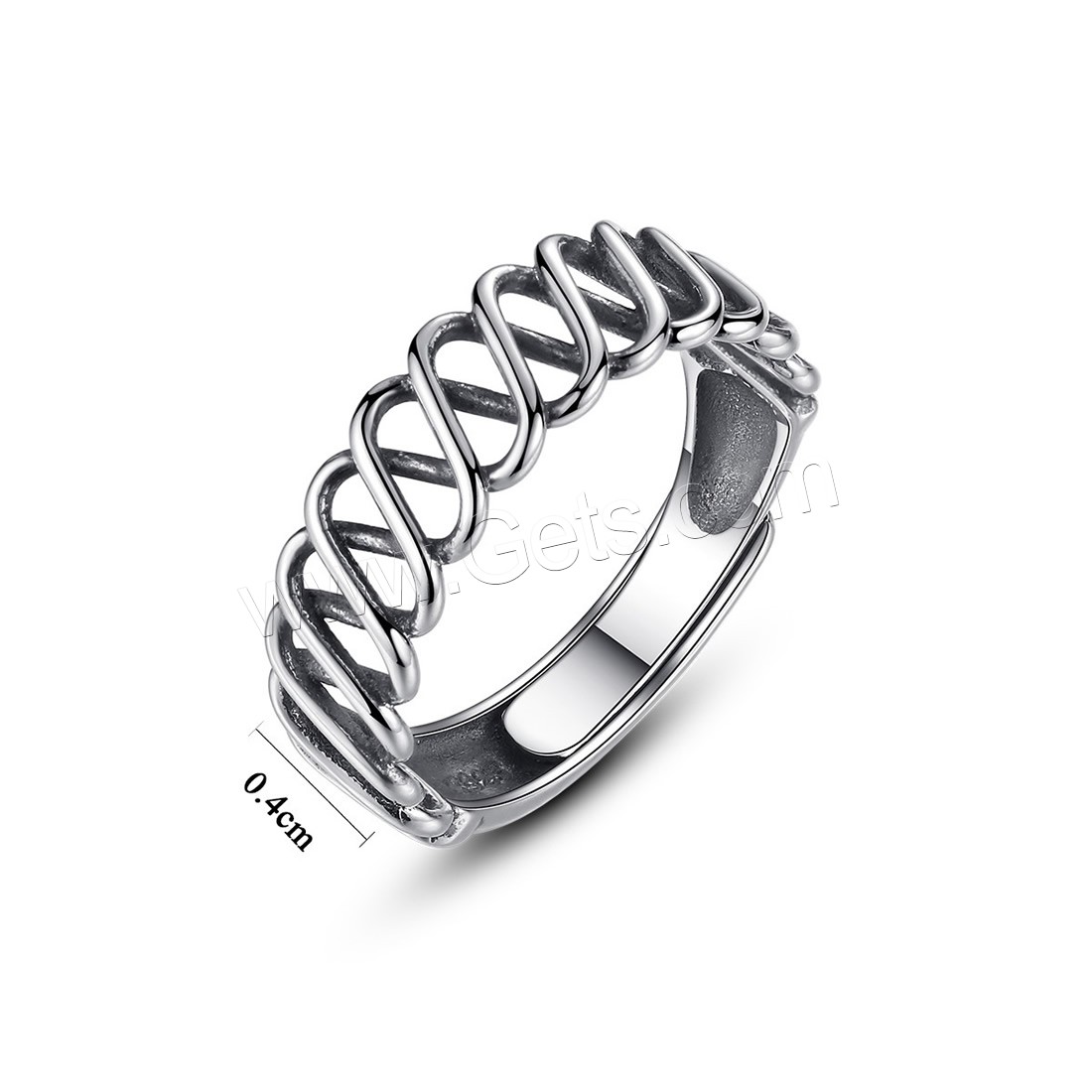 Thailand Sterling Silver Finger Ring, Unisex & adjustable & different size for choice & blacken, 4mm, Sold By PC