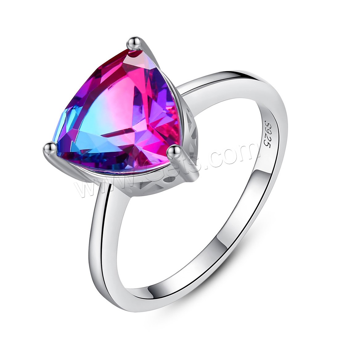 metal anillo, con Cristal austriario, Triángulo, chapado en platina real, diverso tamaño para la opción & para mujer & facetas, libre de níquel, plomo & cadmio, 11x10mm, Vendido por UD