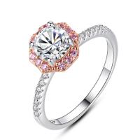 Cubic Zircon Brass Finger Ring, Flower, plated & for woman & with cubic zirconia, nickel, lead & cadmium free 