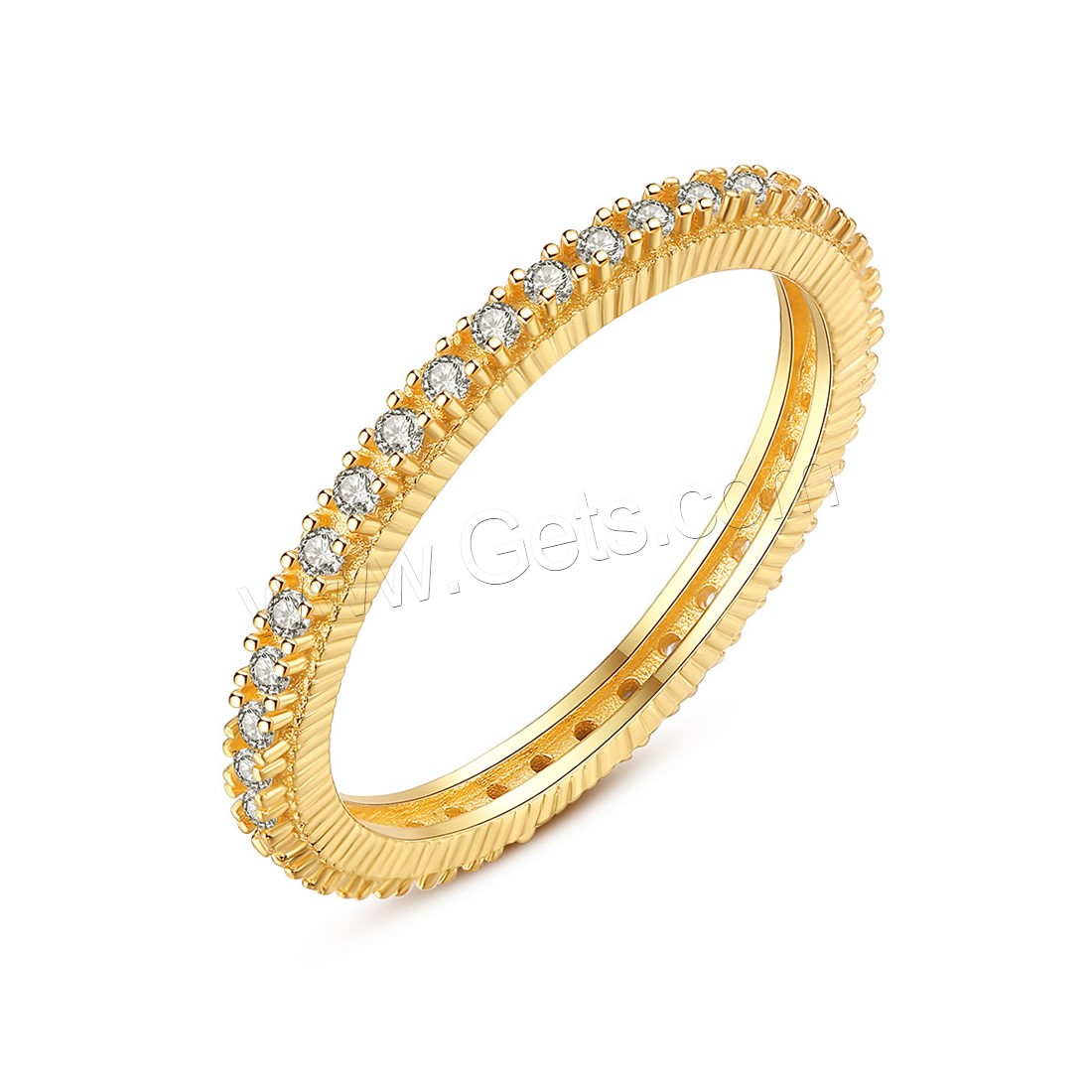 Cubic Zirconia Micro Pave Brass Finger Ring, real gold plated, different size for choice & micro pave cubic zirconia & for woman, nickel, lead & cadmium free, 1.4mm, Sold By PC